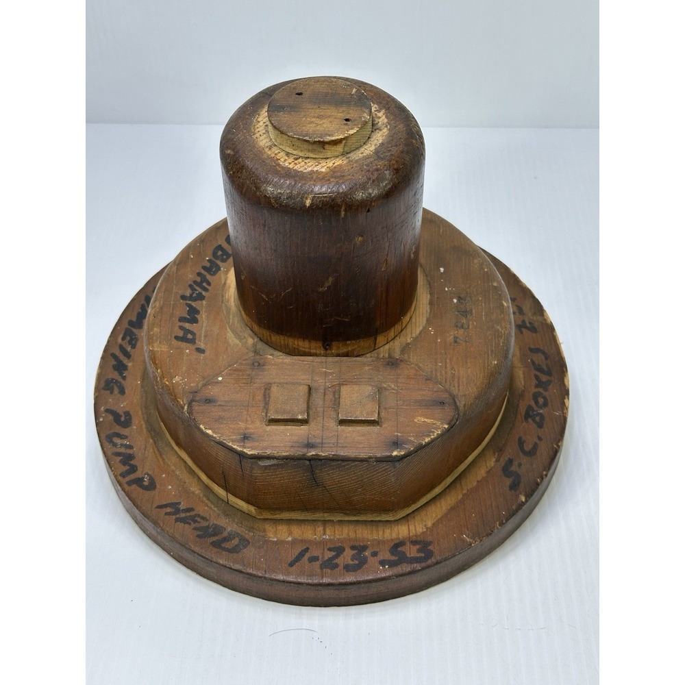 Vintage Wood Foundry Mold Pattern Casting Priming Pump Head Cubahama 1-23-53